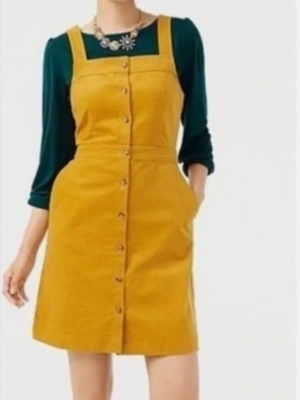 J.Crew Mustard Yellow Corduroy Button Front Mini Dress Size 6